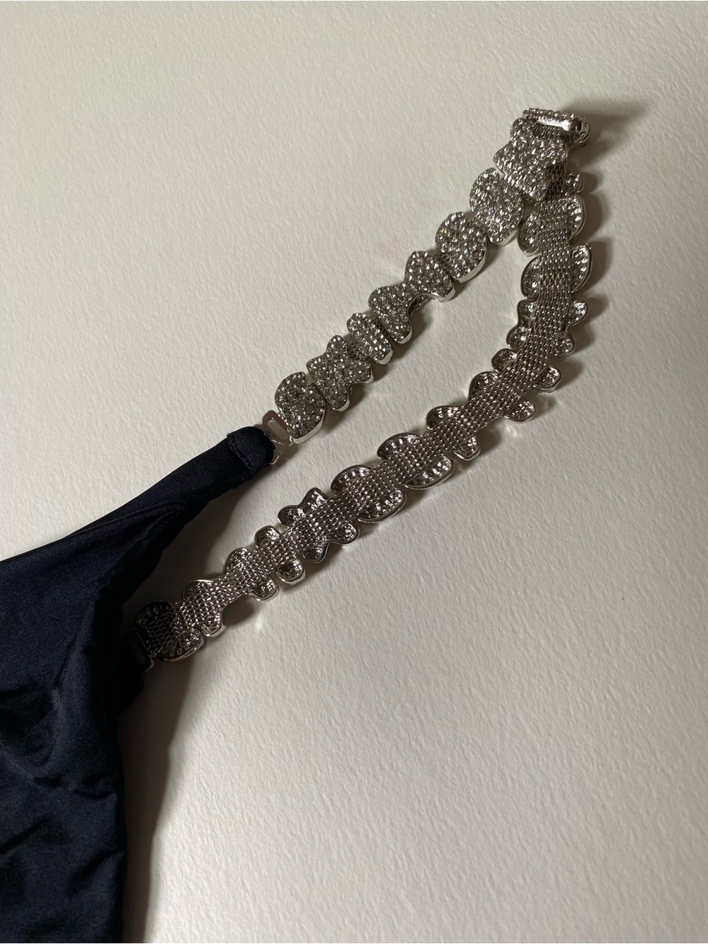 SKIMS Jelly Sheer Crystal Logo Side Thong - Onyx M/XL Rhinestone Straps - NWT - Picture 10 of 12